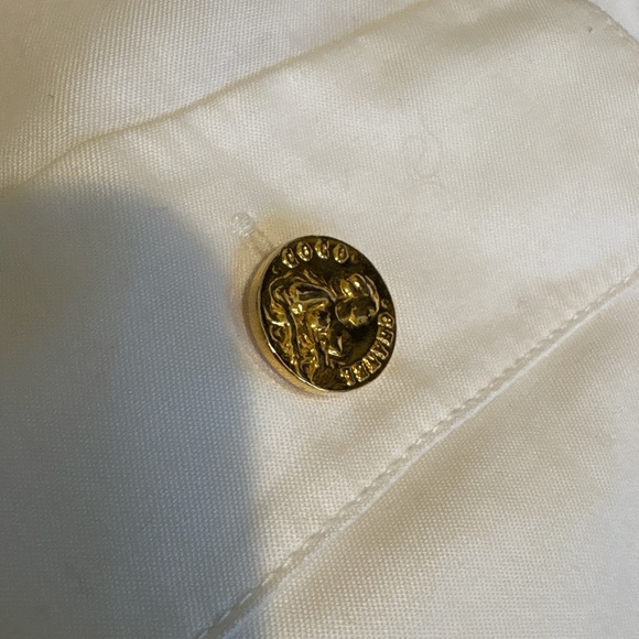 Rare Vintage CHANEL Boutique Ivory Shirt Dress with Gold Medallion Buttons - Picture 6 of 13